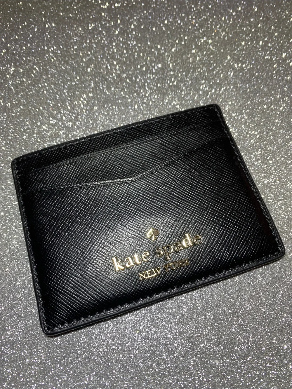 Kate Spade New York Staci Small Slim Card Holder – Black Saffiano Leather